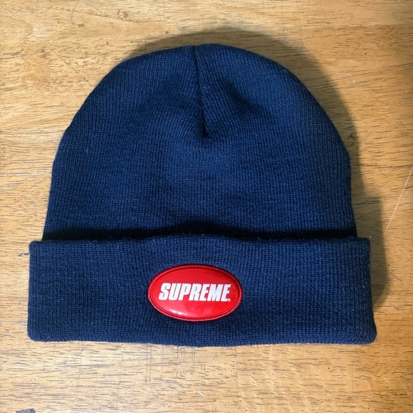 Supreme | Rubber Patch Beanie - Navy - Picture 2 of 3